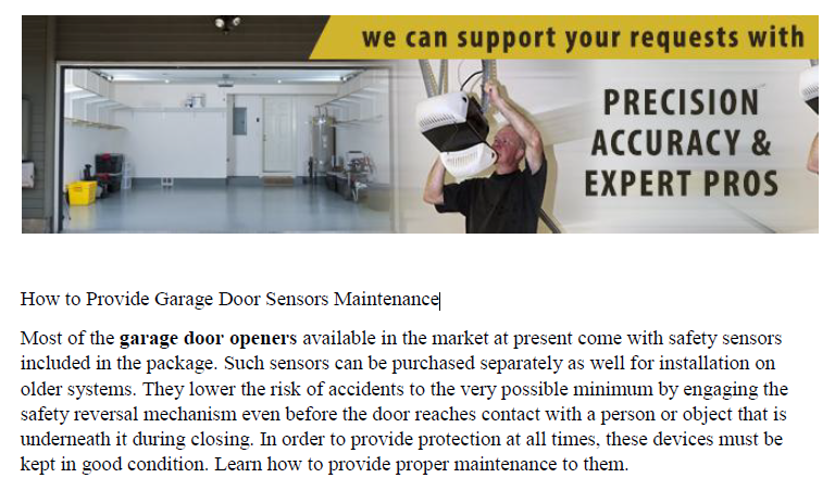 How to Provide Garage Door Sensors Maintenance - Garage Door Repair Santa Fe